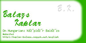 balazs kaplar business card